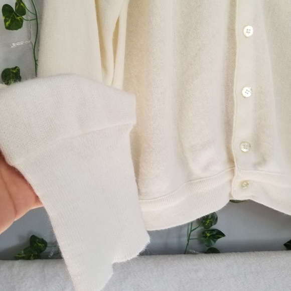 Vintage PICKERING Brookwood Country Club USA Ivory Button Up Cardigan R… - Picture 4 of 12